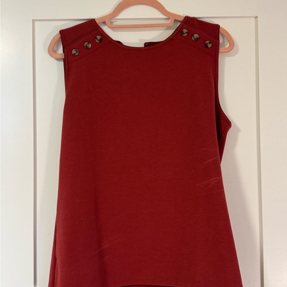 Ann Taylor Red Tank Top with Button Accents